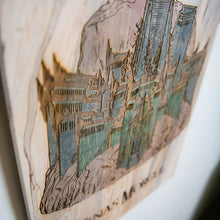Load image into Gallery viewer, Minas Morgul Reclaimed Pallet Wood Wall Art | Handcrafted Fantasy Wood Burn Decor