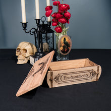 Load image into Gallery viewer, Rustic Wooden Trinket Box with Metal Accents | Laser Engraved Keepsake Chest | 11.5 x 6 x 4