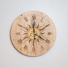 Load image into Gallery viewer, Celestial Sun & Moon Wooden Wall Clock | Laser Engraved & Hand Painted Pine Clock