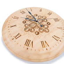 Load image into Gallery viewer, Handcrafted Wooden Laser Engraved Wall Clock – Rustic Decorative Timepiece