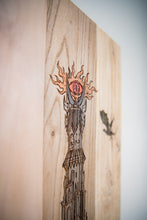 Load image into Gallery viewer, Handmade Laser Engraved Reclaimed Pallet Wood Wall Art – Fantasy Dark Tower with Eye, Gothic Rustic Home Decor