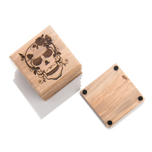 Load image into Gallery viewer, Laser‑Engraved Wooden Skull Flower Coaster Set (Set of 6)
