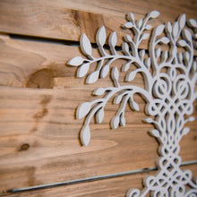 Load image into Gallery viewer, Rustic Wood &amp; 3D Printed Tree of Life Wall Hanging – Celtic Inspired Layered Wall Art
