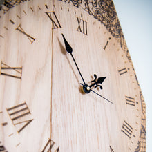 Load image into Gallery viewer, Gothic Handmade Coffin Wall Clock Laser Engraved Red Oak Lace Wall Art
