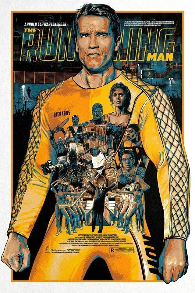 The Running Man by Christopher Cox x/125 Screen Print Movie Art Poster