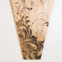 Load image into Gallery viewer, Laser Engraved Coffin Gothic Wall Clock Handmade Pine
