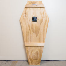 Load image into Gallery viewer, Laser Engraved Coffin Gothic Wall Clock Handmade Pine
