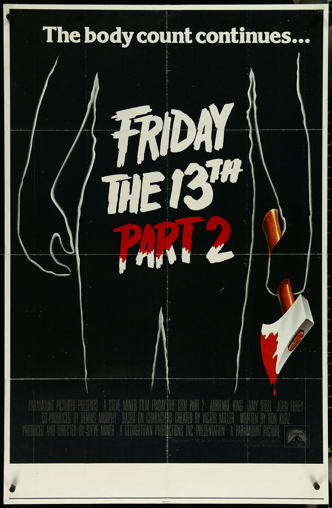 Friday the 13th Part II Half Subway Folded Original Movie Poster 29.5