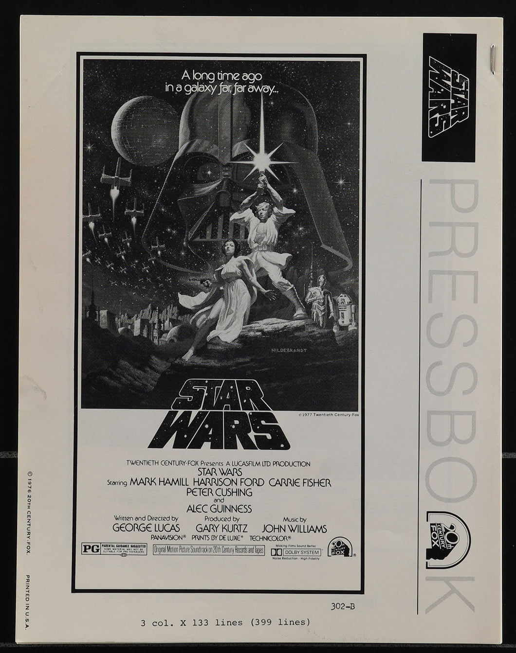 Star Wars 20-page Original Movie Pressbook 1977 Tom Jung Artwork on Cover