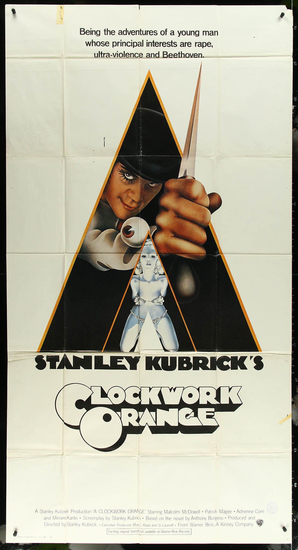 Clockwork Orange by Philip Castle 3sh Folded Theatrical Three-Sheet Movie Poster