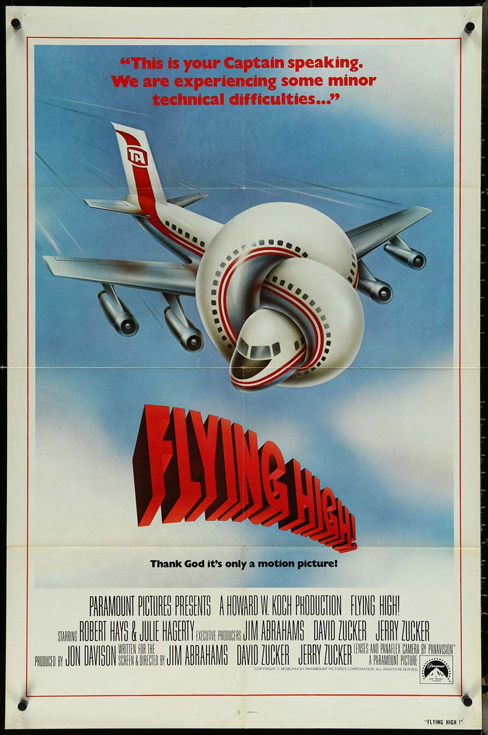 Airplane by Robert Grossman Int'l 1sh Original Vintage Folded Poster