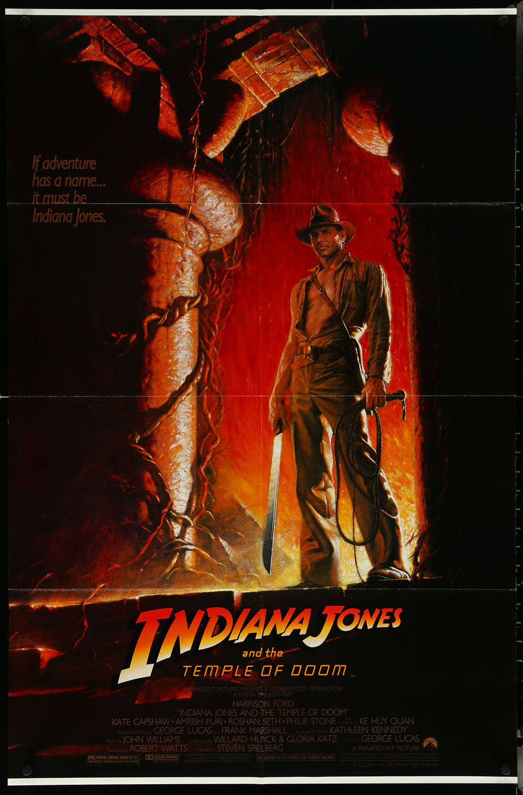 Indiana Jones & The Temple of Doom by Bruce Wolfe 1sh Folded Movie Poster 27