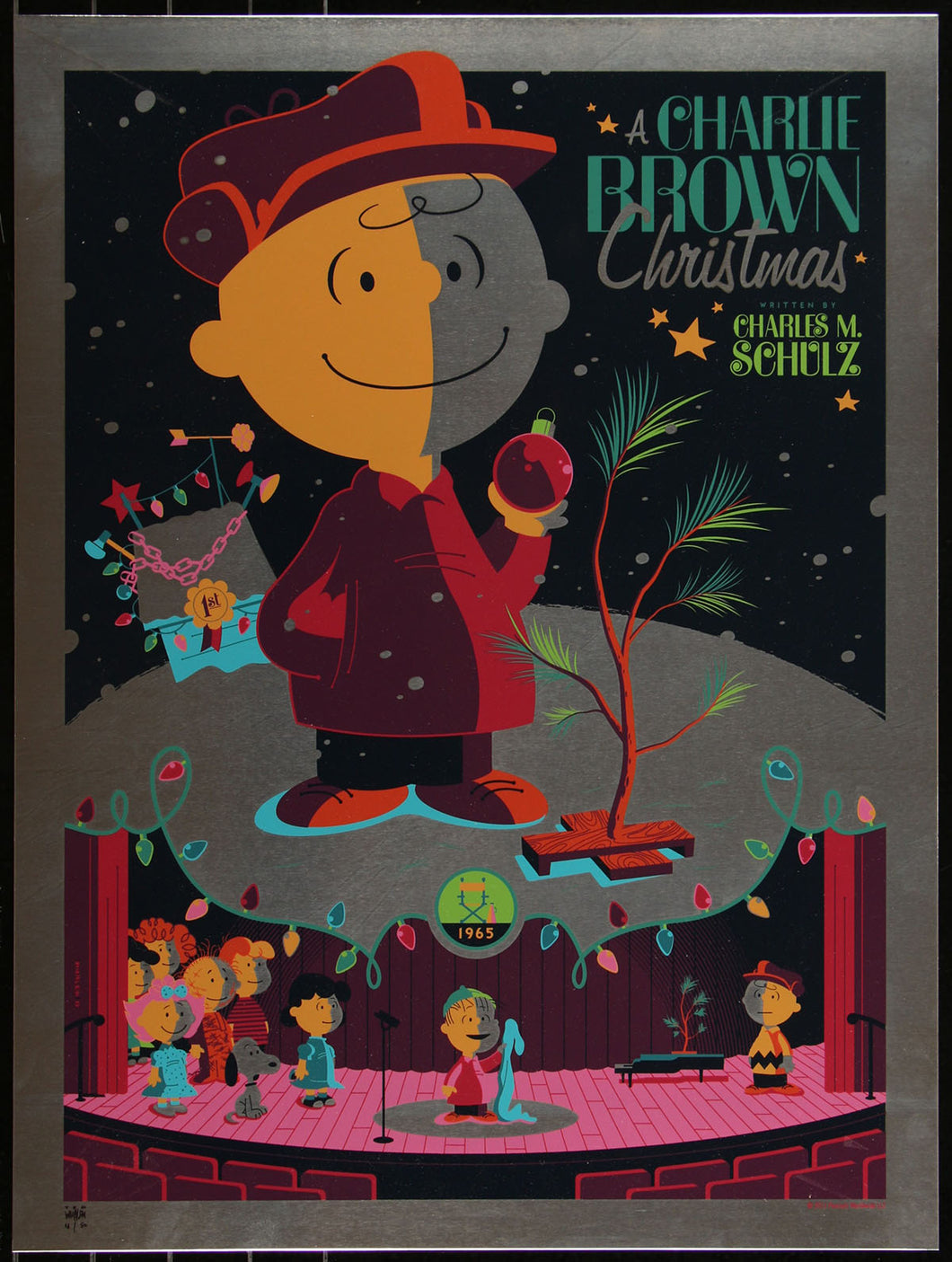 Charlie Brown Christmas (Metal Variant) by Tom Whalen 13/50 Movie Poster Art Print