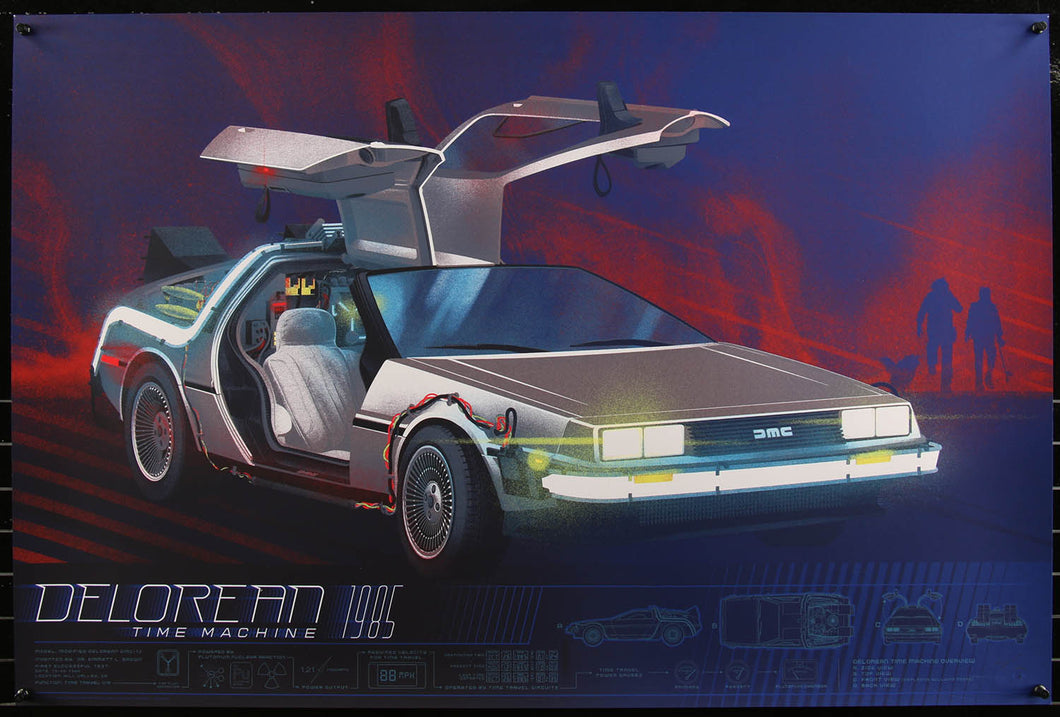 Back to the Future Delorean by Kevin Tong 115/325 Screen print Movie Art Poster