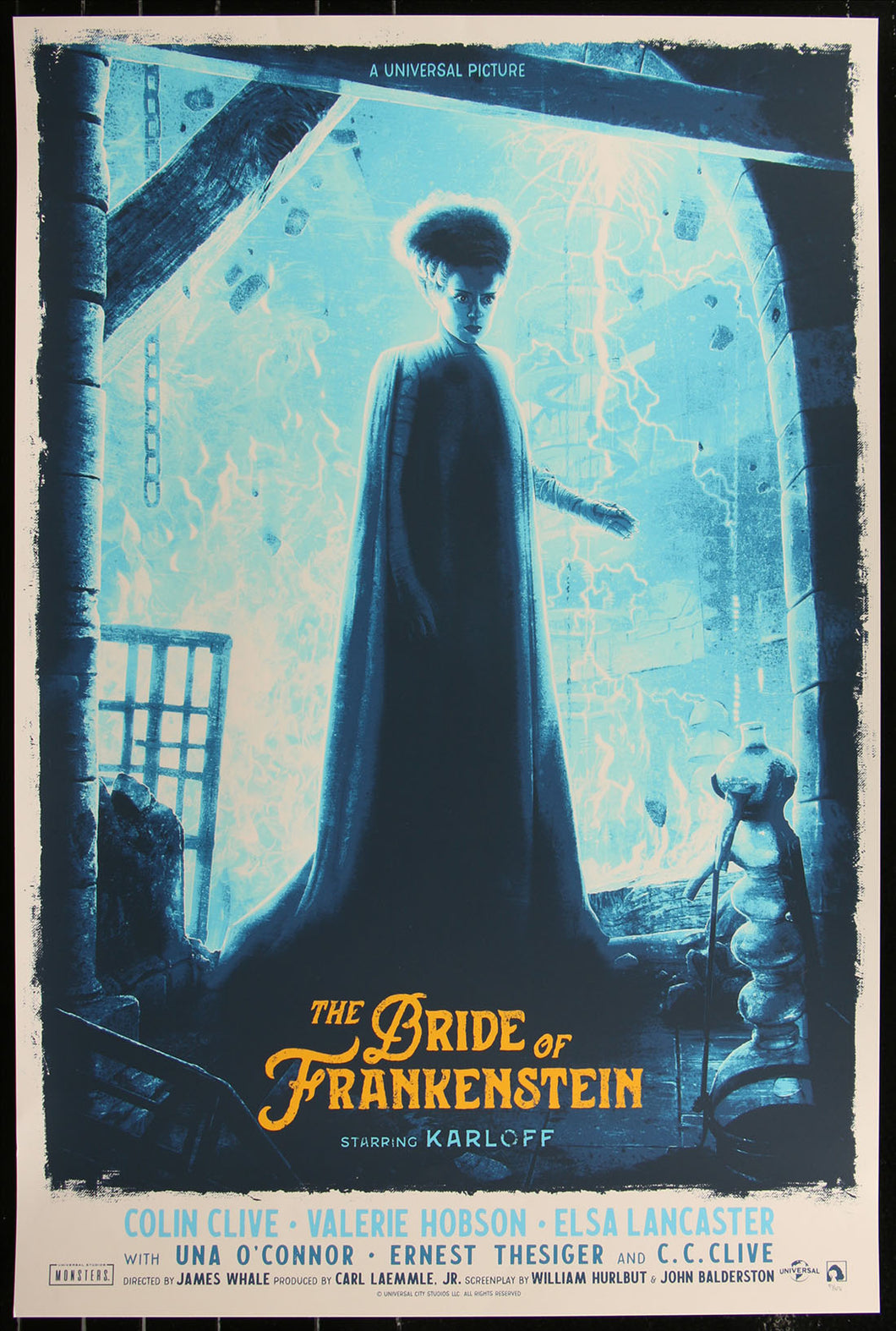 The Bride of Frankenstein by Kevin M. Wilson 97/150 Screen Print Movie Art Poster