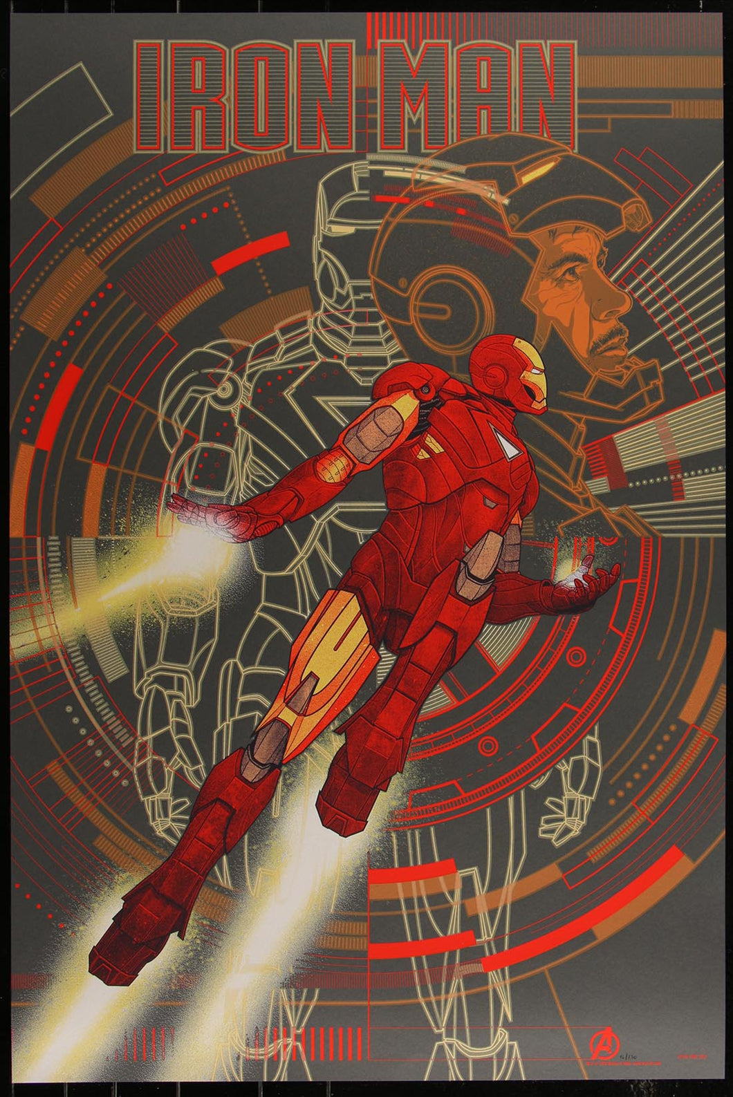 Iron Man (Variant) by Kevin Tong 16/120 Screen Print Movie Art Poster Mondo