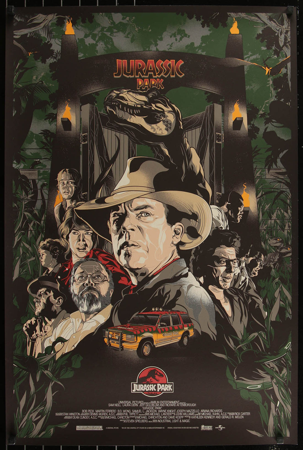 Jurassic Park by Vince Aseo AP 4/11 Screen Print Movie Art Poster