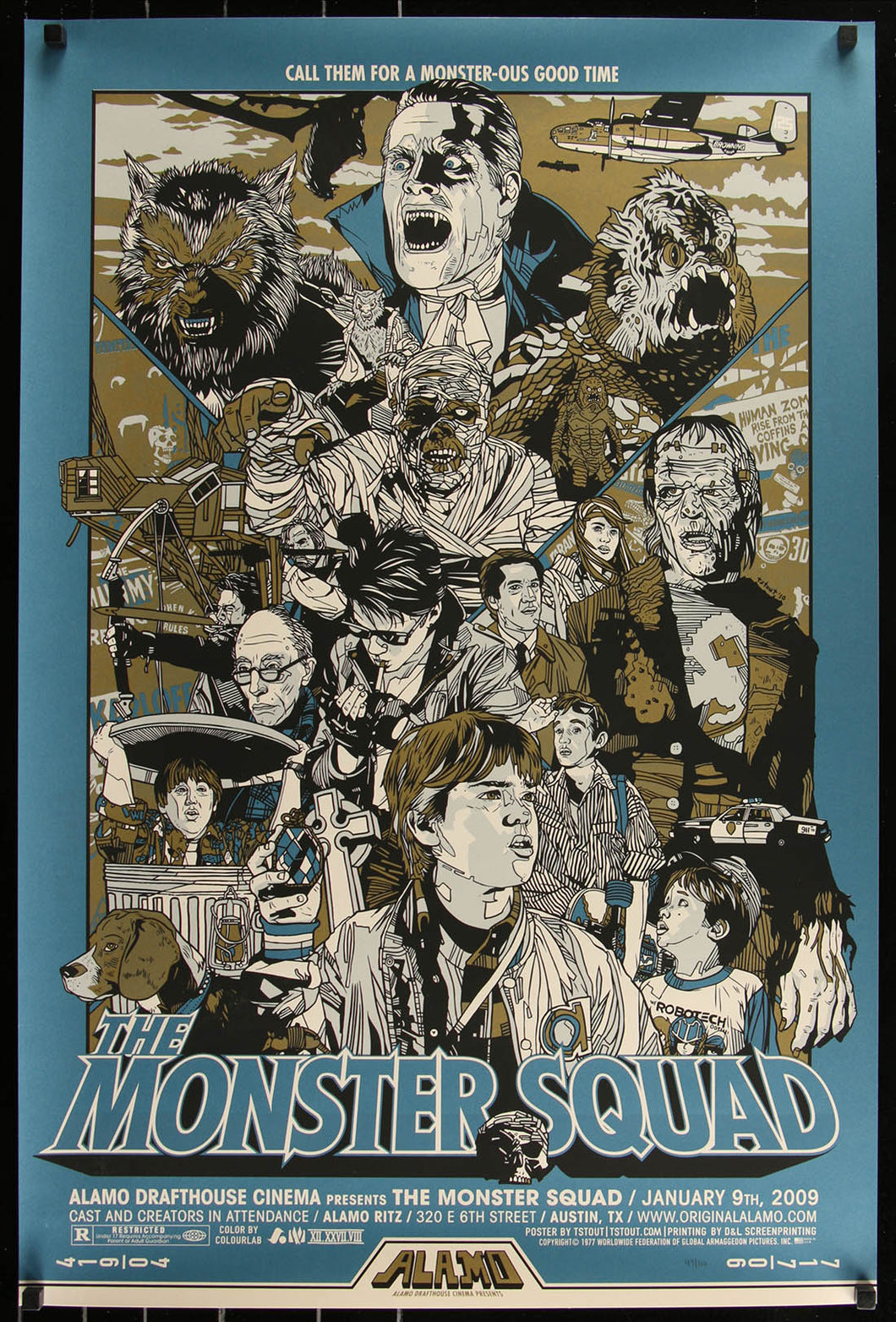 The Monster Squad (Blue Edition) by Tyler Stout 49/100 Screen Print Movie Poster Mondo