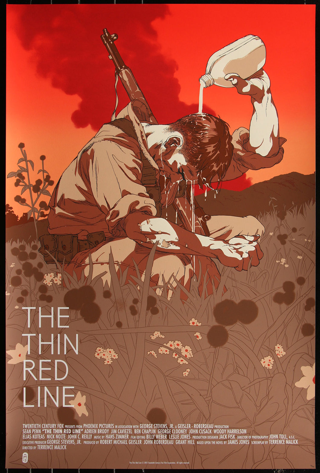 The Thin Red Line (Variant) by Tomer Hanuka Screen Print Movie Art Poster Mondo