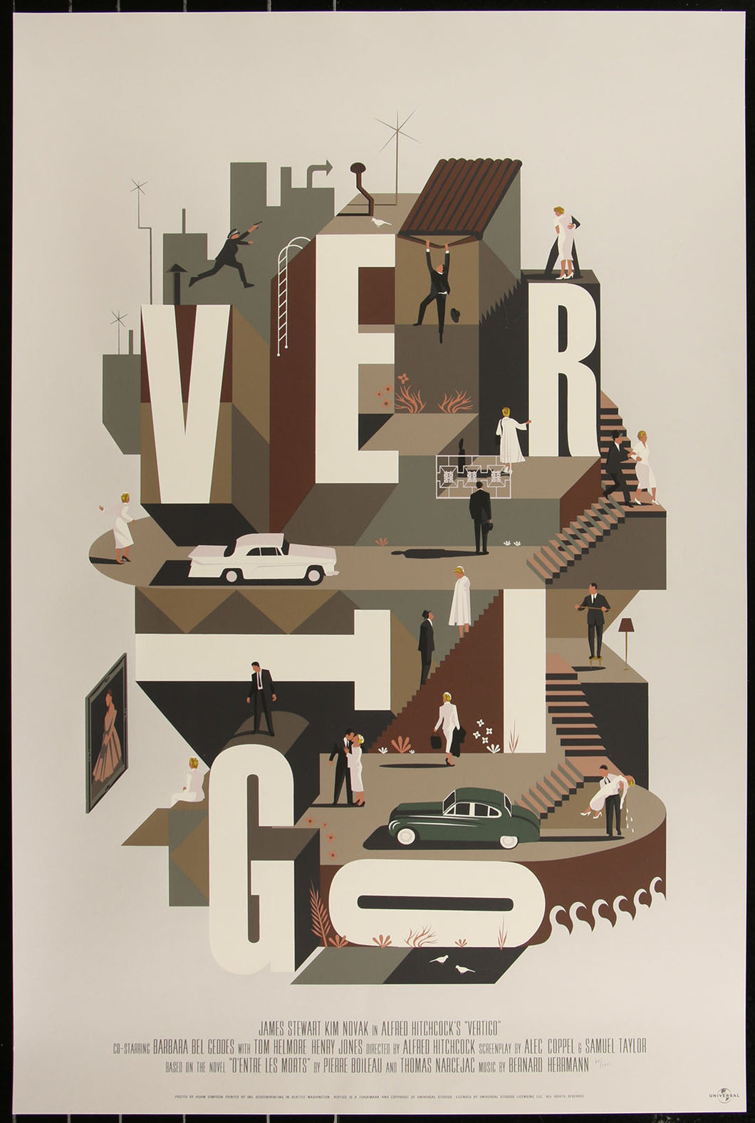 Vertigo (Variant) by Adam Simpson 25/100 Screen Print Movie Art Poster Mondo