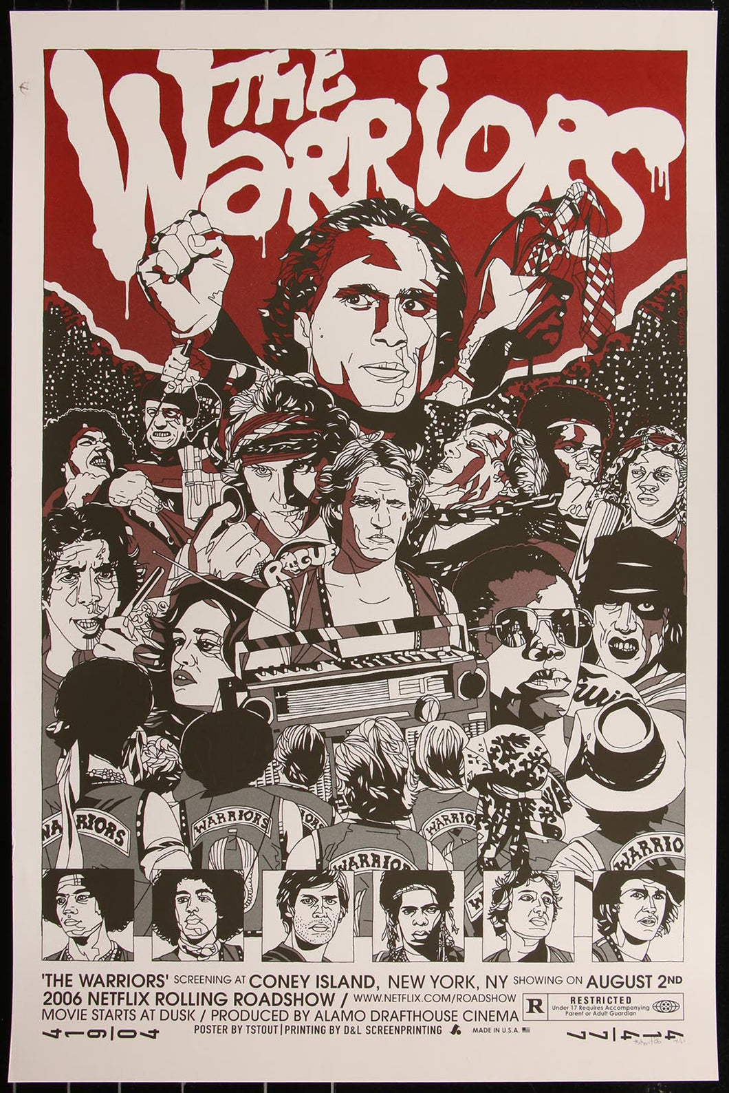 The Warriors (Red Variant) by Tyler Stout 14/55 Screen Print Movie Poster Mondo