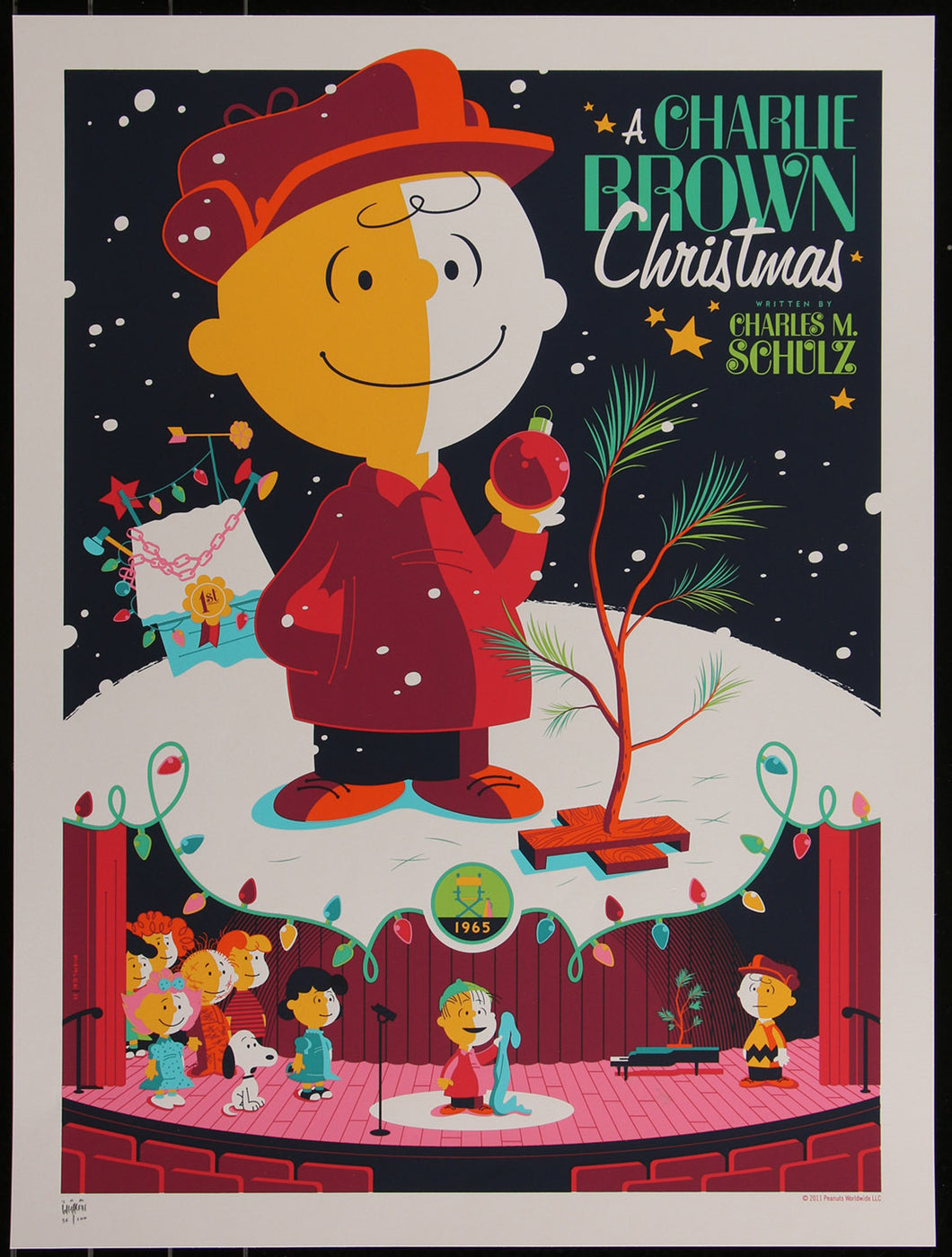 Charlie Brown Christmas (Variant) by Tom Whalen 34/100 Screen Print Movie Art Poster