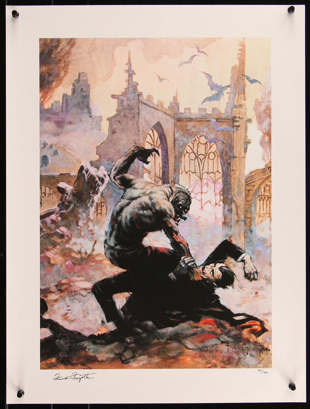 Dracula Meets Wolfman by Frank Frazetta 55/150 Screen Print Movie Art Poster