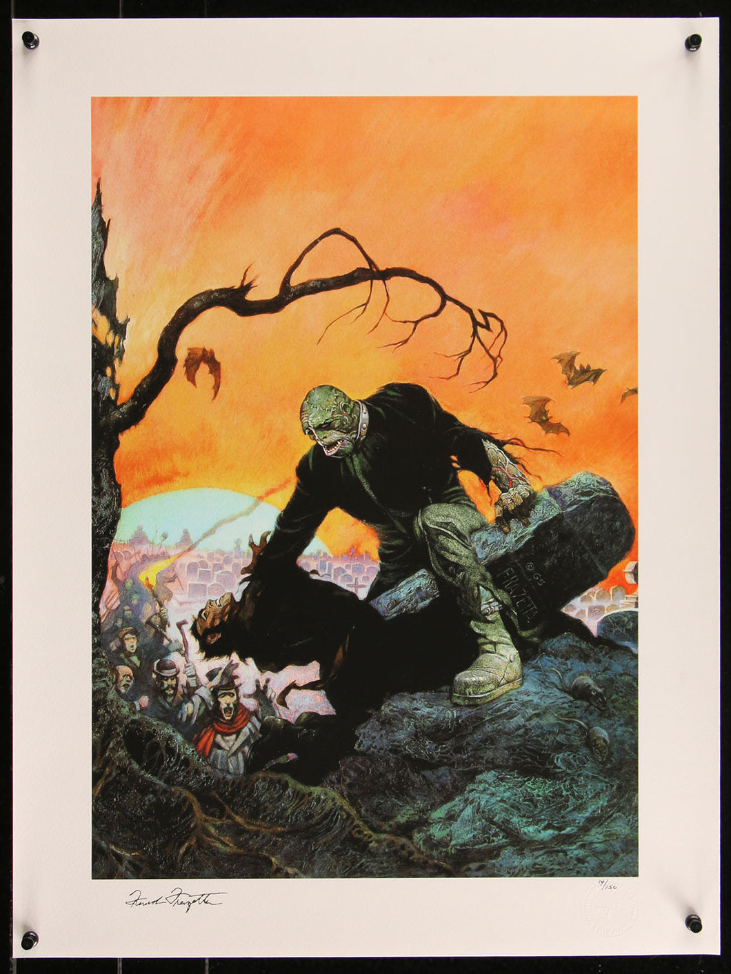 Beyond the Grave by Frank Frazetta 14/150 Screen Print Movie Poster Frankenstein