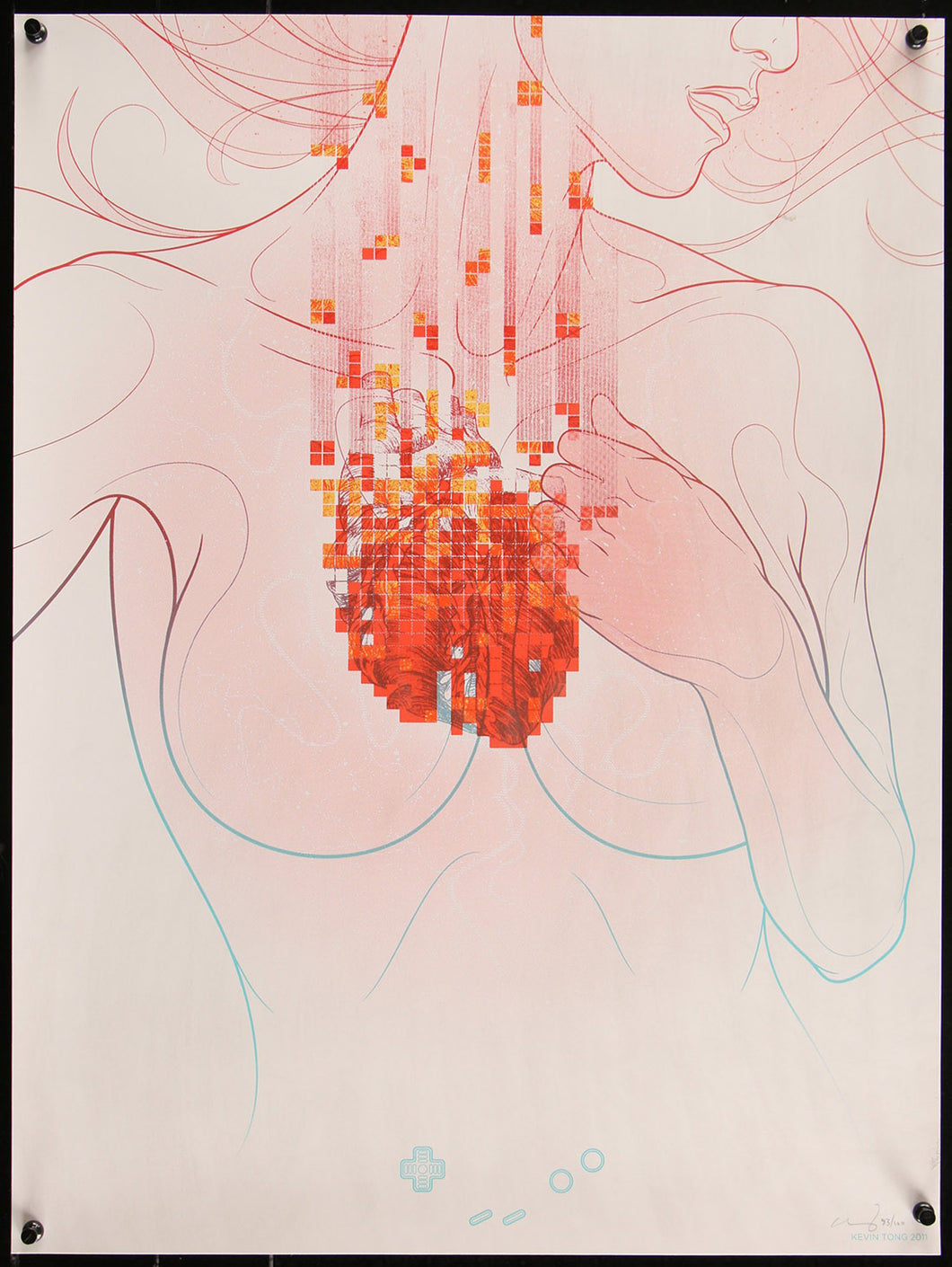 My Tetris Heart Longs for Your Push by Kevin Tong 83/100 Screen Print Art Poster