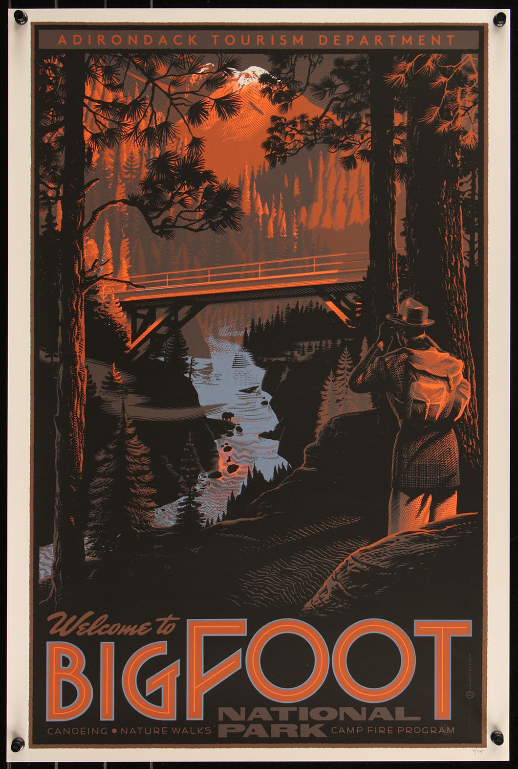 Bigfoot National Park GID Variant by Laurent Durieux 11/75 Screen Print Poster