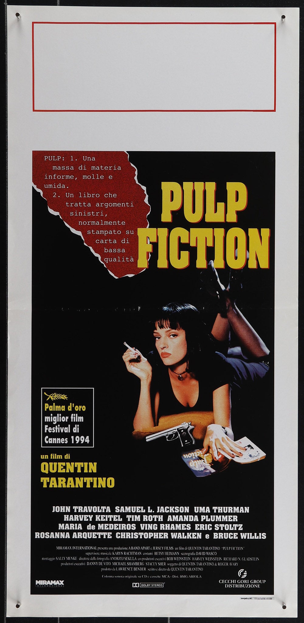 Pulp Fiction Original Vintage Theatrical Folded Italian Locandina Movie Poster