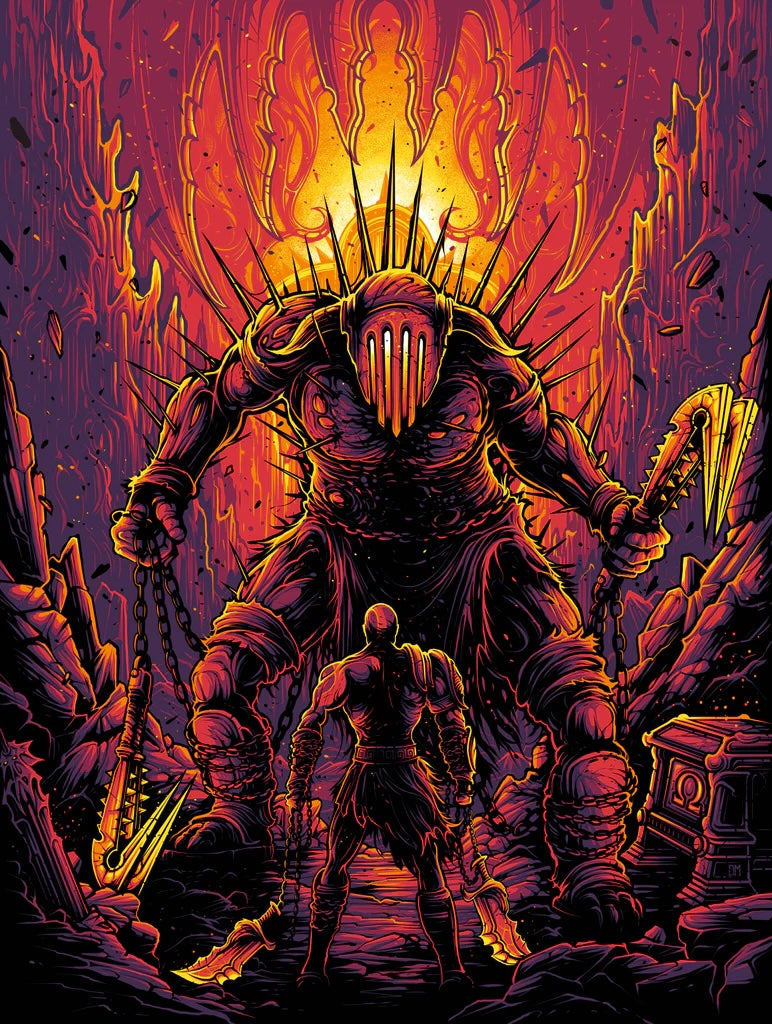 God of War 3 by Dan Mumford x/50 Screen Print Video Game Art Poster 18” x 24”