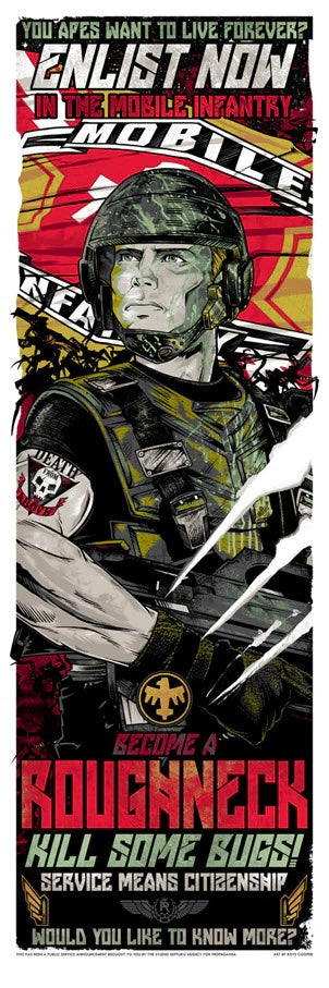 Starship Troopers by Rhys Cooper x/150 Screen Print Movie Art Poster 12” x 36”