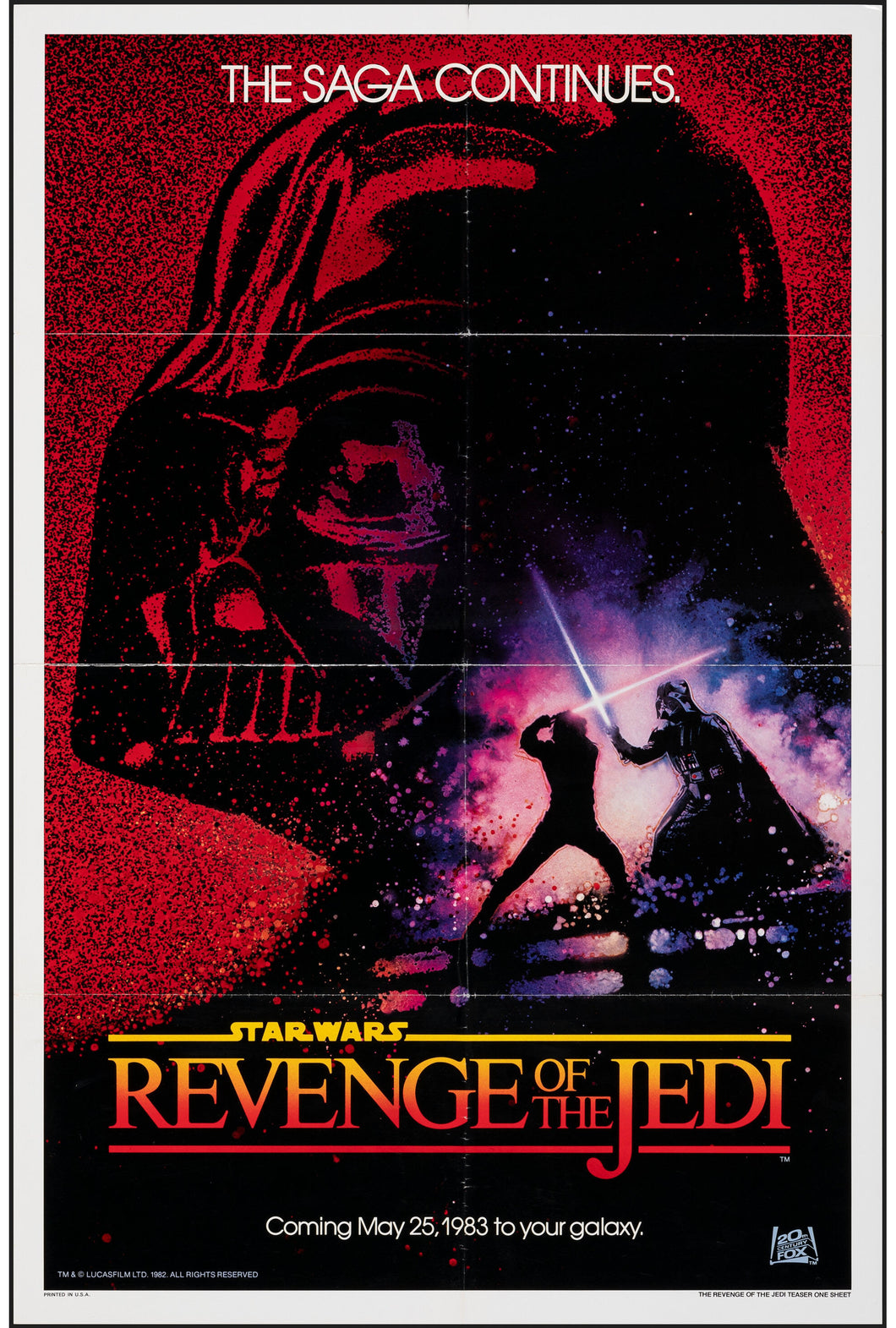 Star Wars Original The Revenge of the Jedi Teaser Folded Poster 1sh Drew Struzan