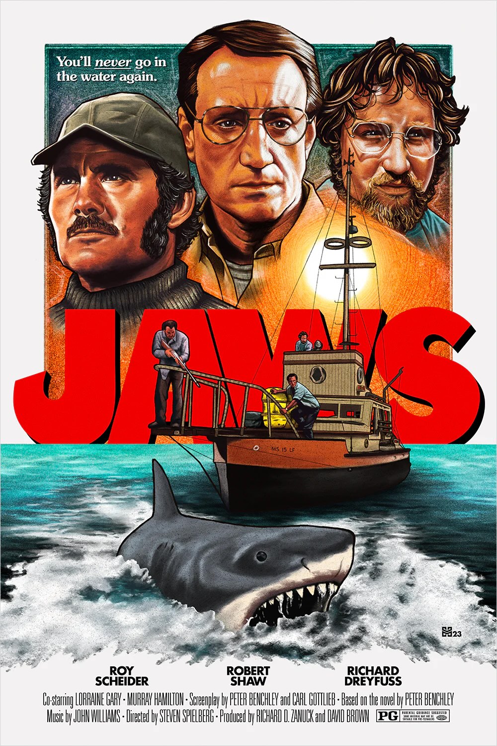 Jaws by Haddon McKinney 9/175 24” x 36” Screen Print Movie Art Poster