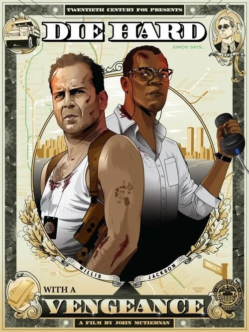 Die Hard with a Vengeance by Cryssy Cheung x/50 Giclee Print Movie Art Poster