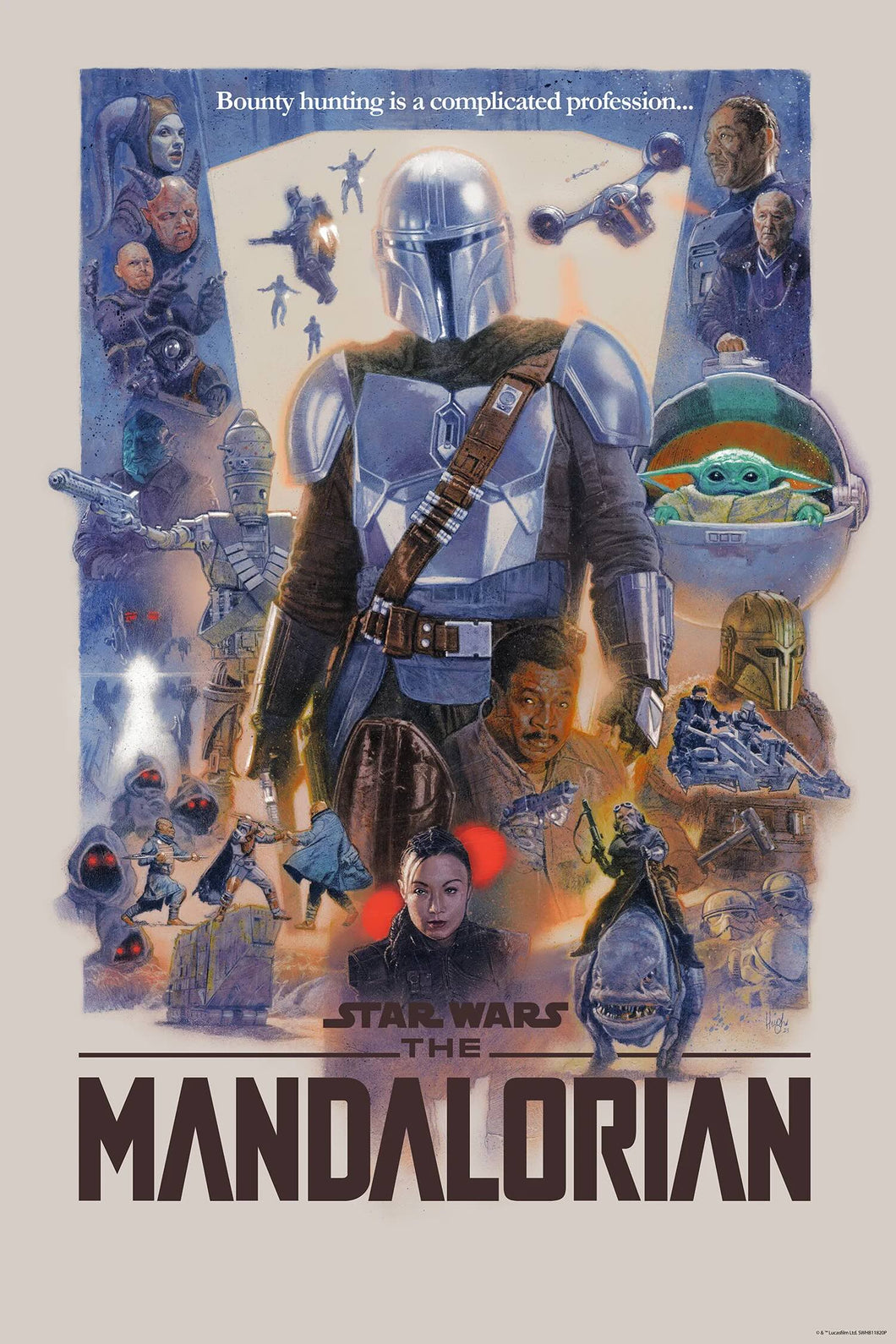 The Mandalorian by Hugh Fleming x/150 Screen Print Movie Art Poster 24