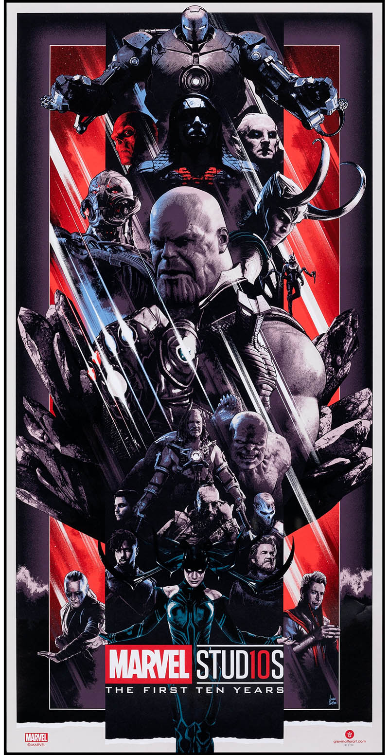 Avengers The First Ten Years Villains John Guydo 121/250 Screen Print Movie Poster