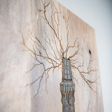 Load image into Gallery viewer, Minas Morgul Reclaimed Pallet Wood Wall Art | Handcrafted Fantasy Wood Burn Decor
