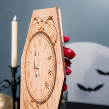 Load image into Gallery viewer, Coffin-Shaped Wall Clock: Handcrafted Wood, Victorian-Inspired Gothic Design, 21.5-Inch
