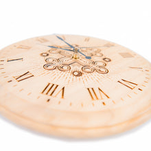 Load image into Gallery viewer, Handcrafted Wooden Laser Engraved Wall Clock – Rustic Decorative Timepiece
