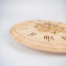 Load image into Gallery viewer, Handcrafted Wooden Laser Engraved Wall Clock – Rustic Decorative Timepiece
