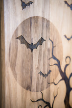 Load image into Gallery viewer, Handmade Laser Engraved Recycled Pallet Wood Wall Art – Rustic Bat &amp; Moon Decor with Tree Silhouette
