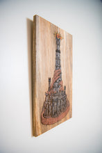 Load image into Gallery viewer, Handmade Laser Engraved Reclaimed Pallet Wood Wall Art – Fantasy Dark Tower with Eye, Gothic Rustic Home Decor
