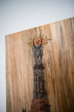 Load image into Gallery viewer, Handmade Laser Engraved Reclaimed Pallet Wood Wall Art – Fantasy Dark Tower with Eye, Gothic Rustic Home Decor

