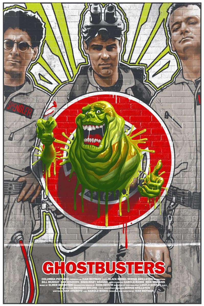 Ghostbusters Slimer by Yvan Quinet 111/135 24”x36” Screen Print Movie Art Poster